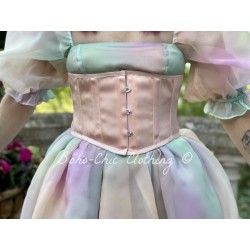 corset "underbust" C215 in white satin and black ribbons Axfords - 1