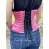 corset "underbust" C220 en satin rose bordé de noir Axfords - 4