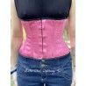 corset "underbust" C220 en satin rose bordé de noir Axfords - 3