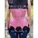 corset "overbust" C140 en satin rose avec dentelle noire et 6 jarretelles ajustables larges Axfords - 6