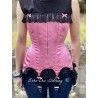 corset "overbust" C140 en satin rose avec dentelle noire et 6 jarretelles ajustables larges Axfords - 6