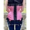 corset "overbust" C140 in red satin with black lace and with 6 wide black suspenders Axfords - 8