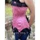 corset "overbust" C140 en satin rose avec dentelle noire et 6 jarretelles ajustables larges Axfords - 7