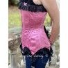 corset "overbust" C140 in red satin with black lace and with 6 wide black suspenders Axfords - 7