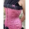 corset "overbust" C140 en satin rose avec dentelle noire et 6 jarretelles ajustables larges Axfords - 9