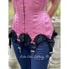 corset "overbust" C140 en satin rose avec dentelle noire et 6 jarretelles ajustables larges Axfords - 10