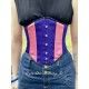 corset "underbust" C225 en satin rose et violet bordé de noir Axfords - 4