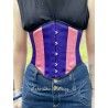 corset "underbust" C225 en satin rose et violet bordé de noir Axfords - 4