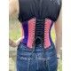 corset "underbust" C225 en satin rose et violet bordé de noir Axfords - 5