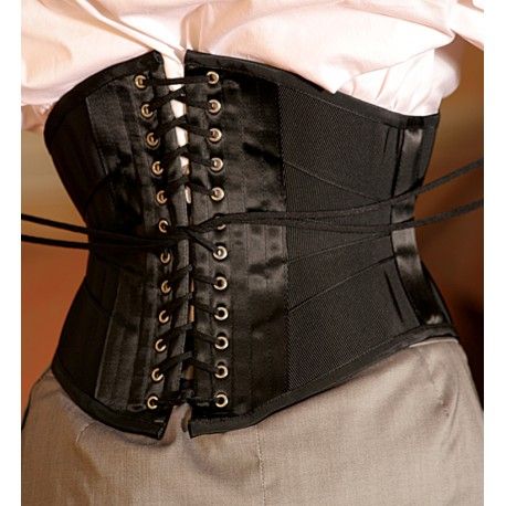 corset "underbust" C210 en satin noir et rubans noirs Axfords - 1