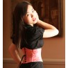 corset "underbust" C215 en satin rose bordé de noir Axfords - 1