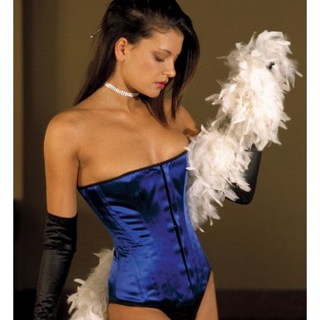 corset "overbust" C130 en satin bleu Axfords - 1