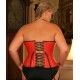 corset "overbust" C320 en cuir rouge bordé de noir Axfords - 1