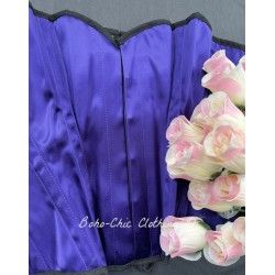 corset "overbust" C110 en satin violet bordé de noir