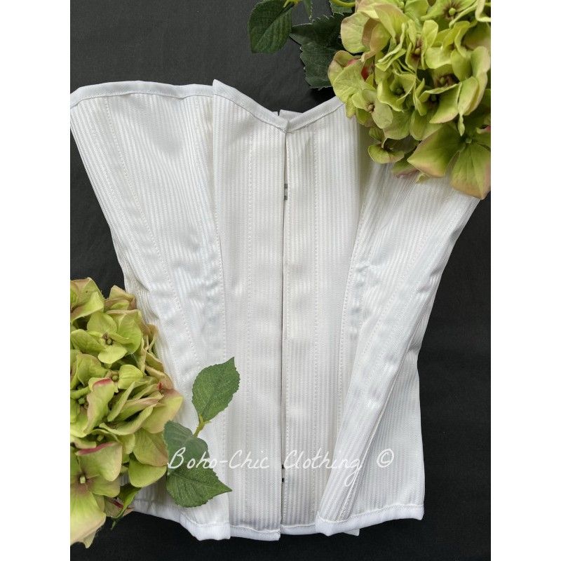 corset overbust C110 in white coutil - Boho-Chic Clothing