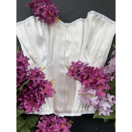 corset "overbust" C110 en satin blanc Axfords - 1