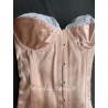 corset "overbust" C125 en satin pêche avec dentelle blanche et 6 jarretelles larges Axfords - 4