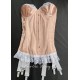 corset "overbust" C125 in peach satin edged with white lace and with 6 wide suspenders Axfords - 2