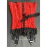 corset "overbust" C125 en PVC rouge avec dentelle noire et 6 jarretelles ajustables larges Axfords - 5