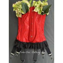 corset "overbust" C120 en PVC rouge et 6 jarretelles ajustables larges Axfords - 1