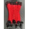 corset "overbust" C140 en satin rouge avec dentelle noire et 6 jarretelles ajustables larges Axfords - 2