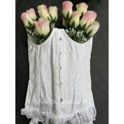 corset "overbust" C120 in white satin with 6 wide suspenders Axfords - 1
