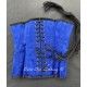corset "underbust" C220 en satin bleu bordé de noir Axfords - 3