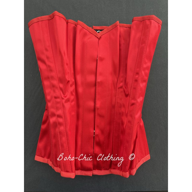 corset overbust C110 in red satin - Boho-Chic Clothing