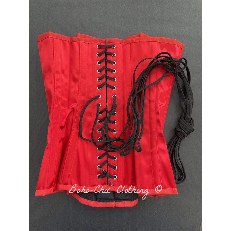 corset overbust C110 in red satin - Boho-Chic Clothing