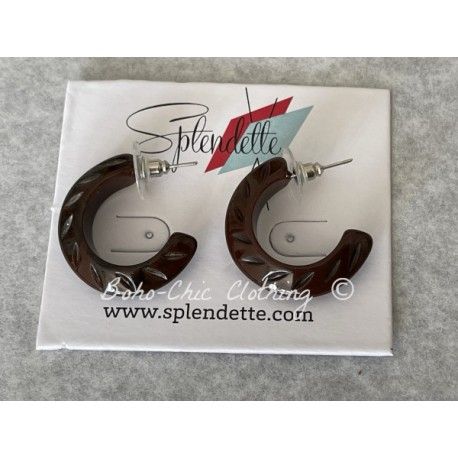 Boucles d'oreilles Fakelite Marron Splendette - 1