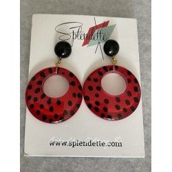 Drop hoop earrings Leopard in Red Splendette - 1