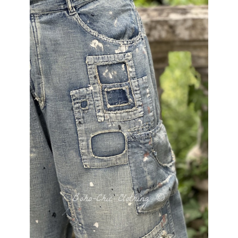 jean's Applique 7 Denim in Washed Indigo - Boho-Chic Clothing