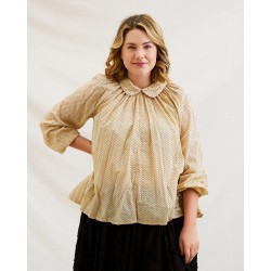 blouse 44873 Jana Beige with black polka dots voile