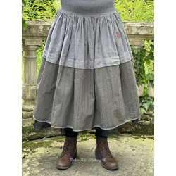skirt 22201 TORA Grey checked cotton and Grey linen Ewa i Walla - 1
