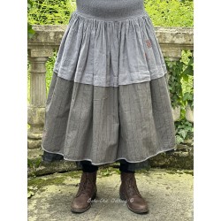 skirt 22201 TORA Grey checked cotton and Grey linen