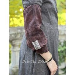 cuffs BLANDINE Aubergine check cotton