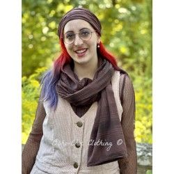 scarf PAULINE Aubergine check cotton