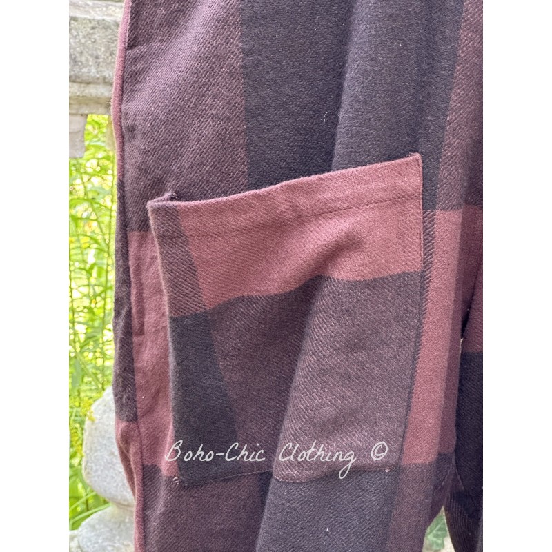 pants GASTON Aubergine woolen cloth with large checks - Boho-Chic Clothing