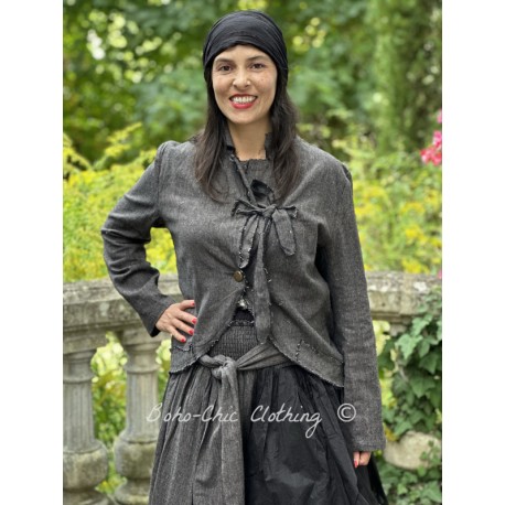 jacket EGLANTINE Black linen Les Ours - 1
