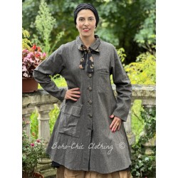 long jacket ARACHIDE Black linen Les Ours - 1