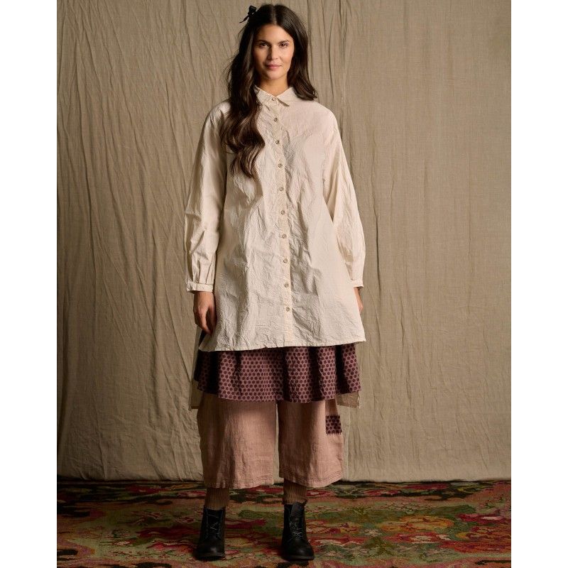skirt 22192 TORUM Dark mauve with polka dots cotton - Boho