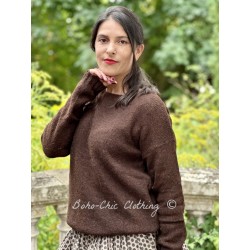 pullover 44949 RENATE Dark brown alpaca wool Ewa i Walla - 1