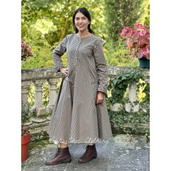 dress 55807 FILIPPA Walnut with polka dots cotton