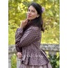 blouse 44919 ADELINA Dark mauve with polka dots cotton Ewa i Walla - 3