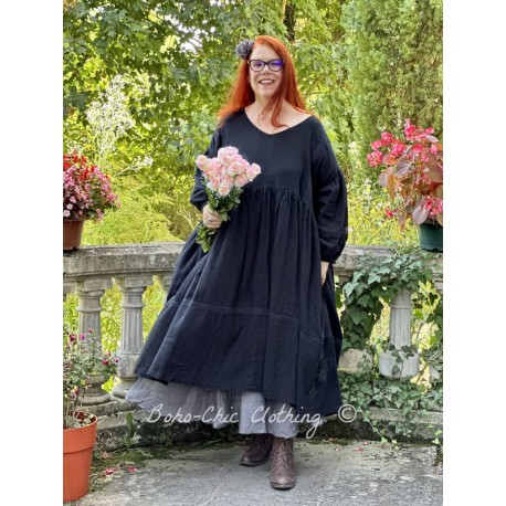 dress 55823 AVRIL Black linen - Boho-Chic Clothing