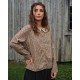 blouse 44922 BELINDA Dark brown flower print cotton Ewa i Walla - 1