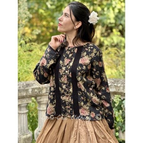blouse ANETH Black floral cotton Les Ours - 1