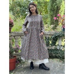 dress 55817 INA Brown with red and blue flowers linen Ewa i Walla - 1