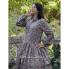 dress 55818 LOTTEN Brown with red and blue flowers linen Ewa i Walla - 20