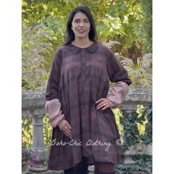 tunic VIGNE Aubergine check cotton Les Ours - 1